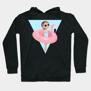 summer girl with pink flamingo. Hoodie